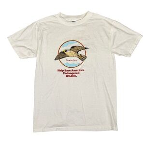 Vintage Peregrine Falcon Endangered Wildlife T Shirt Seagram's Hunter L